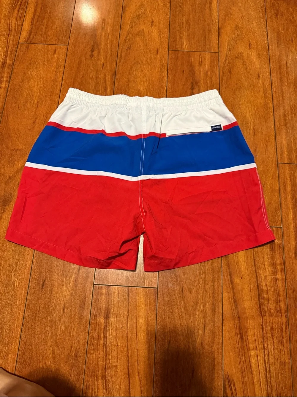 chubbies Red, Blue & White Colorblock Swim Trunks